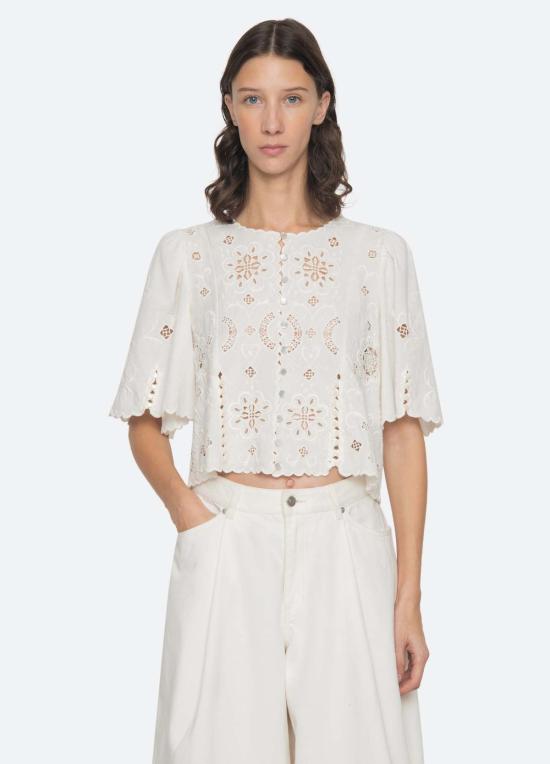  씨뉴욕 블라우스 씨 니 가드너 탑 화이트