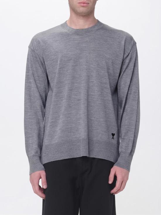 26SS 아미 씬 울 크루넥 아미 드 하트 스웨터 UKS856KN0066 0516 Grey