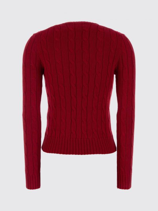 26SS 폴로 랄프로렌 포니 로고 피마코튼 케이블 니트 스웨터 211971869 021 Burgundy - POLO RALPH LAUREN