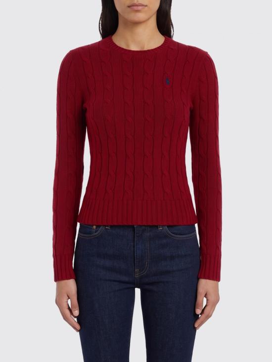 26SS 폴로 랄프로렌 포니 로고 피마코튼 케이블 니트 스웨터 211971869 021 Burgundy