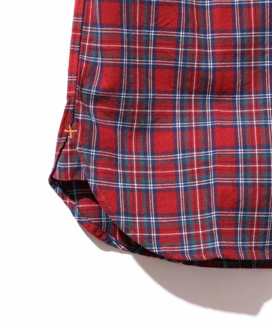  빔스 반팔 셔츠 플러스 B.D. 인디고 얀 타탄 셔츠 - BEAMS