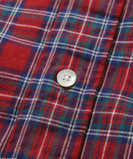  빔스 반팔 셔츠 플러스 B.D. 인디고 얀 타탄 셔츠 - BEAMS