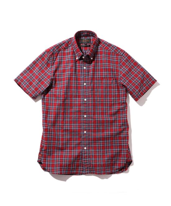  빔스 반팔 셔츠 플러스 B.D. 인디고 얀 타탄 셔츠