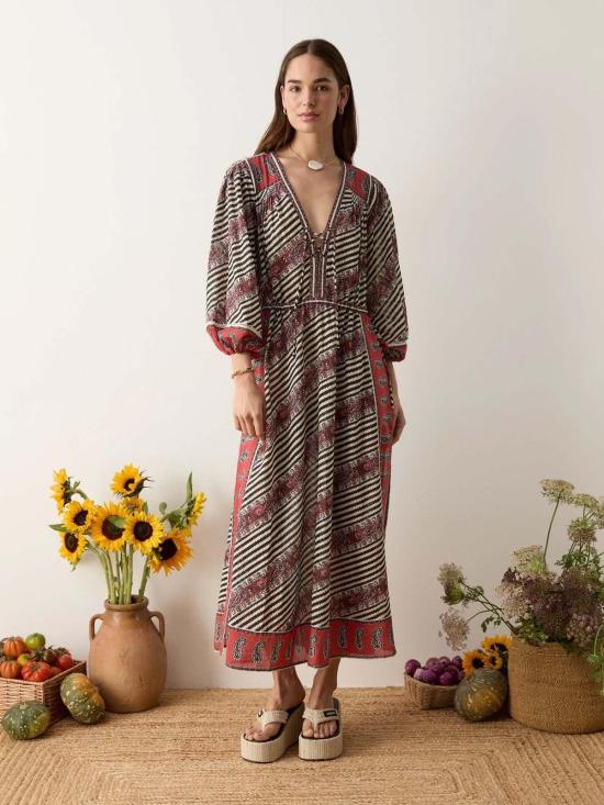  Boteh 롱 원피스 보테 마퀴 레이스업 맥시 스모크 드레스 - OTHER BRANDS