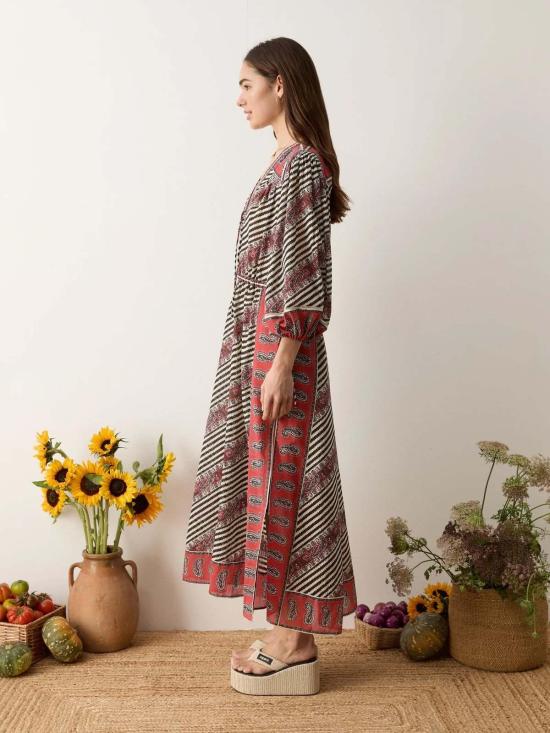  Boteh 롱 원피스 보테 마퀴 레이스업 맥시 스모크 드레스 - OTHER BRANDS