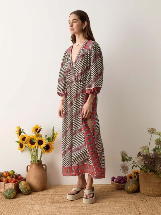  Boteh 롱 원피스 보테 마퀴 레이스업 맥시 스모크 드레스 - OTHER BRANDS