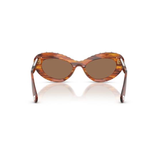 26SS 스와로브스키 선글라스 0Sk6061u 크리스탈 장식이 있는 캣아이 호피무늬 - SWAROVSKI