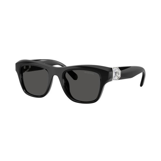 26SS 스와로브스키 선글라스 0Sk6056u 크리스탈 장식이 있는 직사각형 블랙 - SWAROVSKI