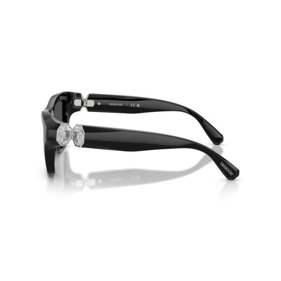 26SS 스와로브스키 선글라스 0Sk6056u 크리스탈 장식이 있는 직사각형 블랙 - SWAROVSKI