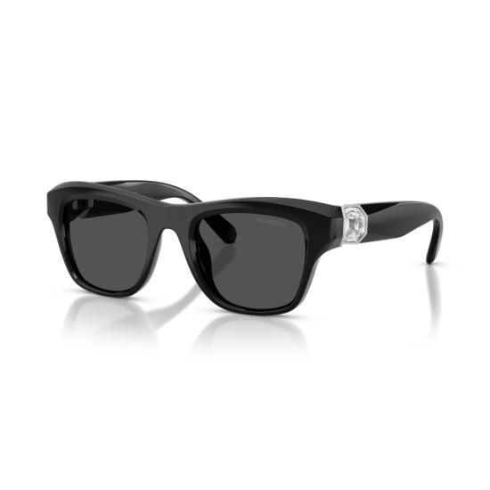 26SS 스와로브스키 선글라스 0Sk6056u 크리스탈 장식이 있는 직사각형 블랙 - SWAROVSKI