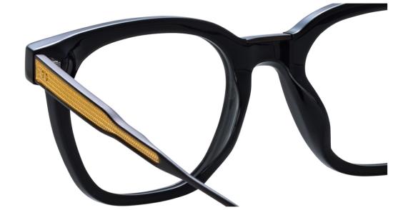  린다페로우 안경 Lfl 오버사이즈 스퀘어 프레임 안경, 질감 있는 골드 장식 - LINDA FARROW