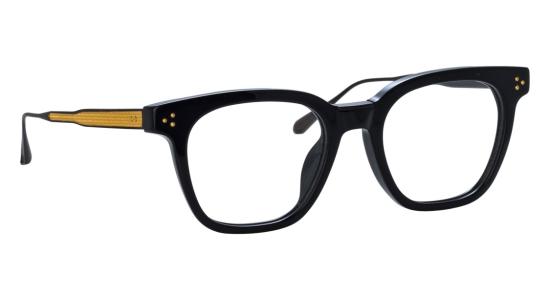  린다페로우 안경 Lfl 오버사이즈 스퀘어 프레임 안경, 질감 있는 골드 장식 - LINDA FARROW