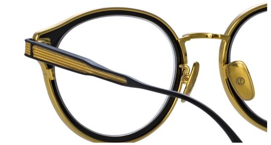  린다페로우 안경 Lfl 원형 티타늄 안경테 (골드 질감 템플) - LINDA FARROW