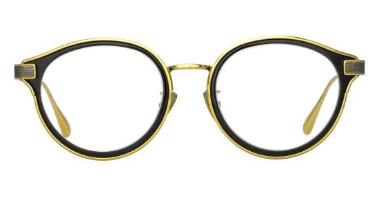  린다페로우 안경 Lfl 원형 티타늄 안경테 (골드 질감 템플)