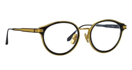  린다페로우 안경 Lfl 원형 티타늄 안경테 (골드 질감 템플) - LINDA FARROW