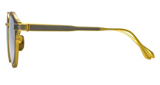  린다페로우 안경 Lfl 원형 티타늄 안경테 (골드 질감 템플) - LINDA FARROW