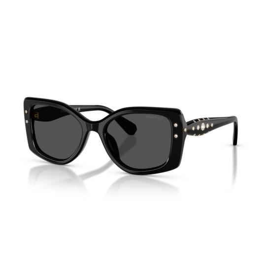 26SS 스와로브스키 선글라스 0Sk6058u 크리스탈 장식이 있는 오버사이즈 스퀘어 프레임 - SWAROVSKI