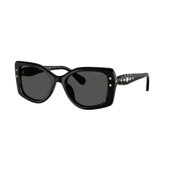26SS 스와로브스키 선글라스 0Sk6058u 크리스탈 장식이 있는 오버사이즈 스퀘어 프레임 - SWAROVSKI