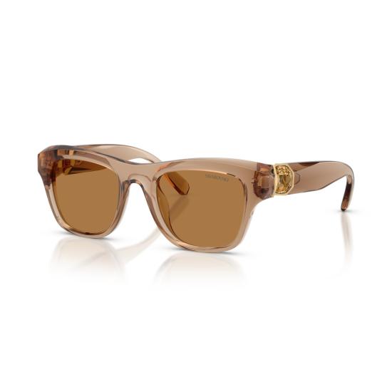 26SS 스와로브스키 선글라스 0Sk6056u 반투명 브라운 스퀘어  (골드톤 액센트 포함) - SWAROVSKI