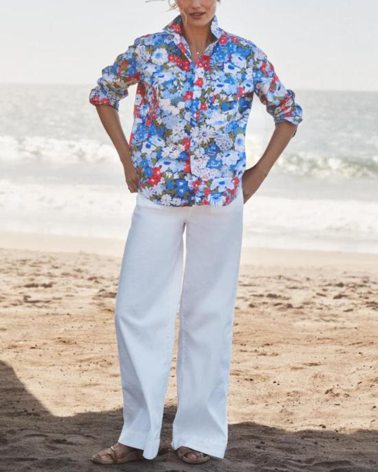  프랭크 앤 에일린 셔츠 프랭크 & 아일린 아일린 릴렉스 버튼업 셔츠 플로럴 블루/레드/그린 - FRANK & EILEEN