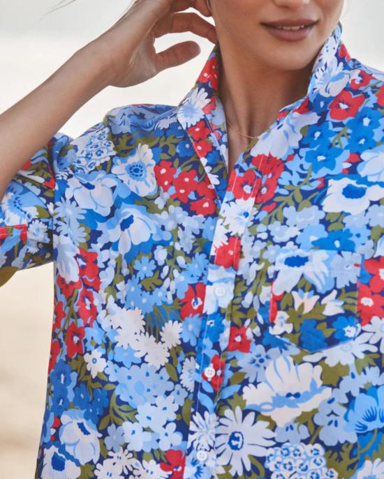  프랭크 앤 에일린 셔츠 프랭크 & 아일린 아일린 릴렉스 버튼업 셔츠 플로럴 블루/레드/그린 - FRANK & EILEEN