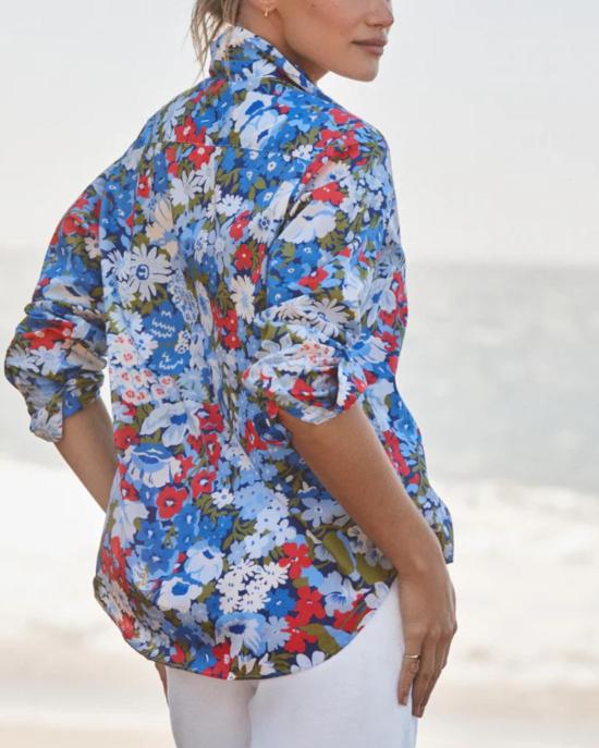  프랭크 앤 에일린 셔츠 프랭크 & 아일린 아일린 릴렉스 버튼업 셔츠 플로럴 블루/레드/그린 - FRANK & EILEEN