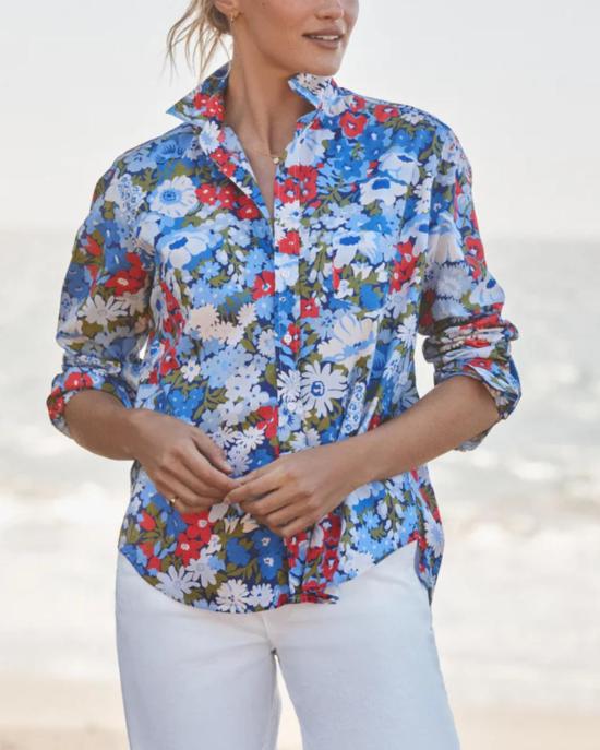  프랭크 앤 에일린 셔츠 프랭크 & 아일린 아일린 릴렉스 버튼업 셔츠 플로럴 블루/레드/그린 - FRANK & EILEEN