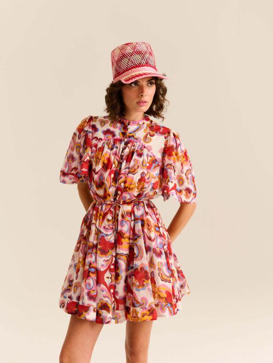  캐롤리나 케이 숏 원피스 캐롤리나 K 케리 드레스 페이즐리 플로럴 - CAROLINA K