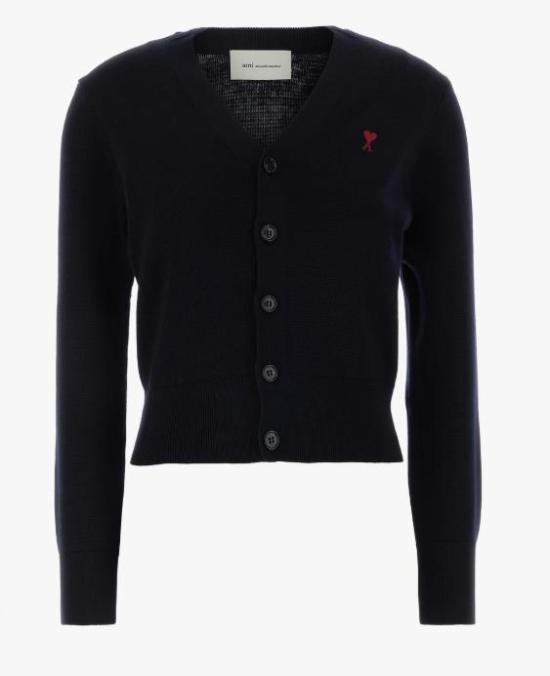 26SS 아미 ADC 스몰 하트 로고 V넥 가디건 FKC374001 414 MARINE ROUGE