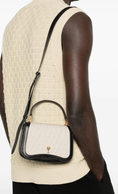 26SS 아미 탑 핸들 디테일 토트백 ULL718AW0002 1360 BLANCCREME NOIR - AMI