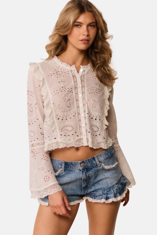  러브쉐이크팬시 데님 숏팬츠 러브쉑 팬시 아잘루어 데님 러플 미니 쇼츠 - LOVESHACKFANCY