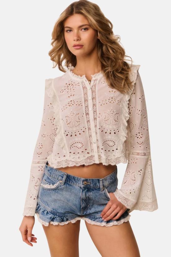  러브쉐이크팬시 데님 숏팬츠 러브쉑 팬시 아잘루어 데님 러플 미니 쇼츠 - LOVESHACKFANCY