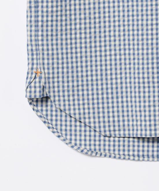  빔스 셔츠 플러스 B.D. 풀오버 인디고 서커 깅엄 셔츠 - BEAMS