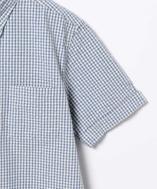  빔스 셔츠 플러스 B.D. 풀오버 인디고 서커 깅엄 셔츠 - BEAMS