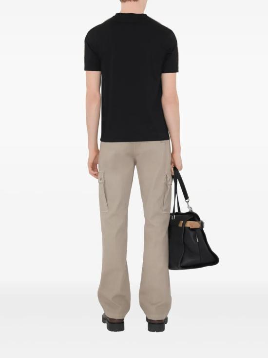 26SS 버버리 체크 트리밍 코튼 티셔츠 8106248 BLACK DOM - BURBERRY