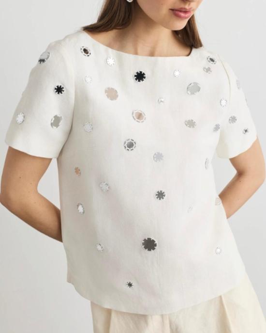  타냐 테일러 블라우스 에덴 탑 크림 - TANYA TAYLOR