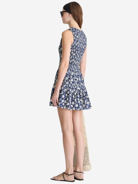  어피스 어파트 숏 원피스 Apiece Apart Lore 스모크 미니 드레스 네이비 플로럴 스탬프 - APIECE APART