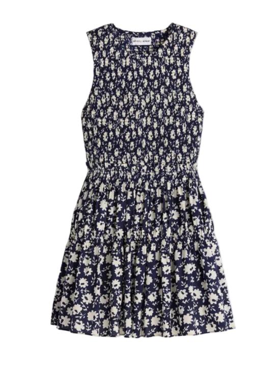  어피스 어파트 숏 원피스 Apiece Apart Lore 스모크 미니 드레스 네이비 플로럴 스탬프