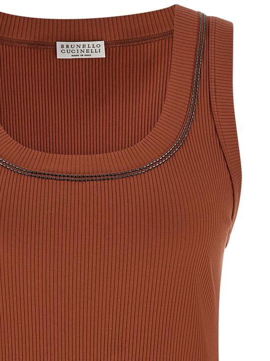 26SS 브루넬로 쿠치넬리 민소매 티셔츠 MG902BW710C8604 Brown - BRUNELLO CUCINELLI