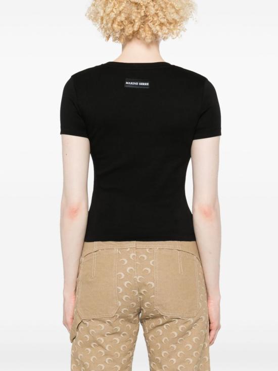 26SS 마린세르 문 로고 저지 베이비핏 티셔츠 WTT012ACJER0008 BK99 Black - MARINE SERRE