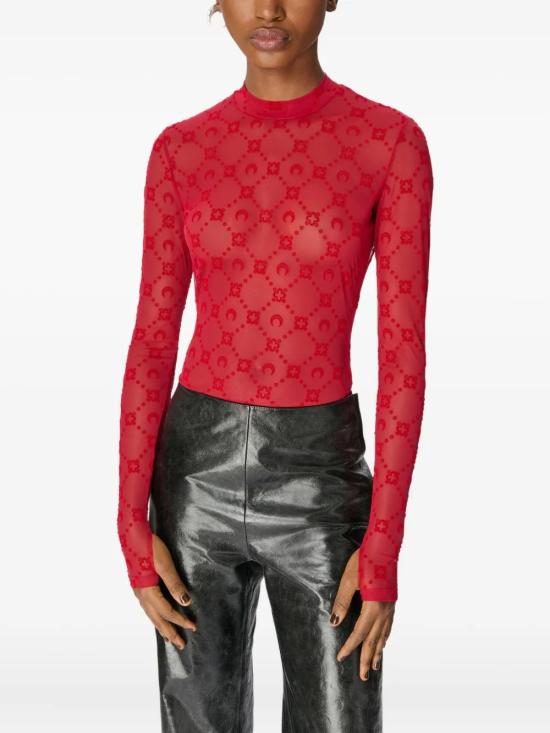 26SS 마린세르 긴팔 티셔츠 WTO388ACJER0005 RD11 Ribbon red - MARINE SERRE