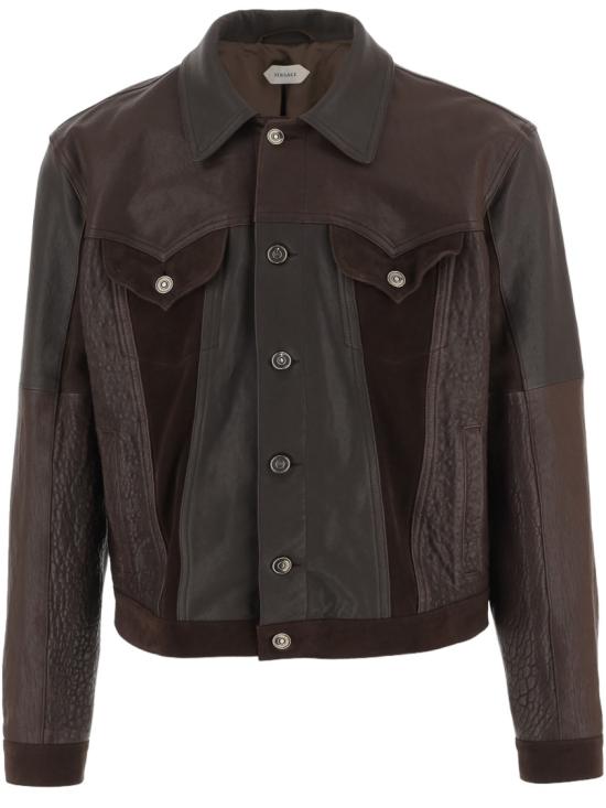 26SS 베르사체 가죽 자켓 10242081A177661N260 Brown