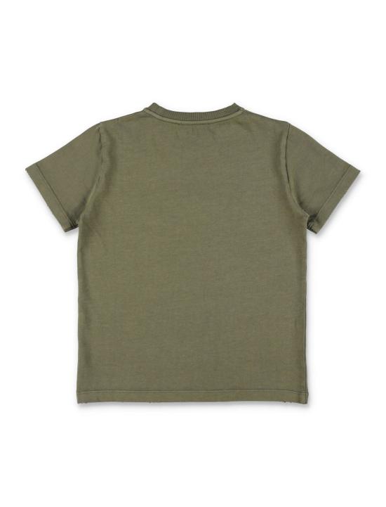  [키즈] 골든구스 티셔츠 골든 구스 로고 아동용 티셔츠 더스티 올리브 색상 - GOLDEN GOOSE