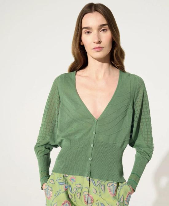  Cotélac 가디건 코텔락 코튼  그린