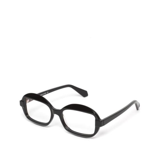  리와인드 안경 모서리가 둥근 직사각형 블랙 아세테이트 안경테 - REWIND