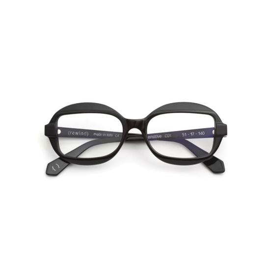  리와인드 안경 모서리가 둥근 직사각형 블랙 아세테이트 안경테