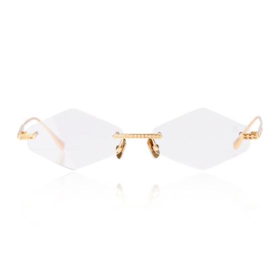  안나 카린 클라슨 안경 크리스탈 옵티컬 2.0 - 골드톤 브릿지가 있는 삼각형 무테