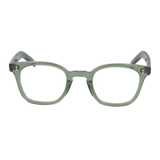  카돌 안경 클래식 반투명 녹색 사각 프레임 안경 (금속 리벳 장식)