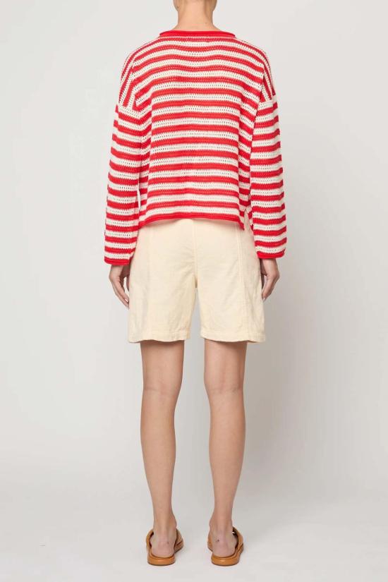  아뜰리에 델핀 스웨터 아틀리에 델핀 레일라니 스웨터 오픈워크 니트 레드/화이트 - ATELIER DELPHINE