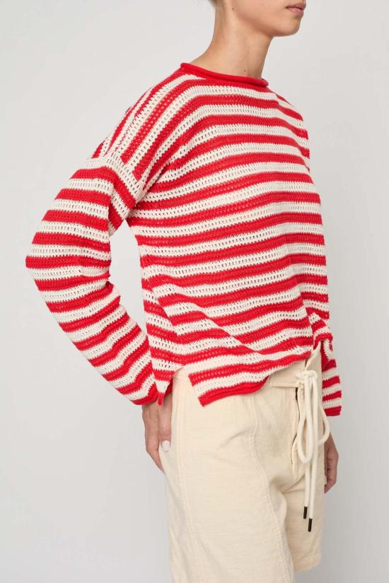  아뜰리에 델핀 스웨터 아틀리에 델핀 레일라니 스웨터 오픈워크 니트 레드/화이트 - ATELIER DELPHINE